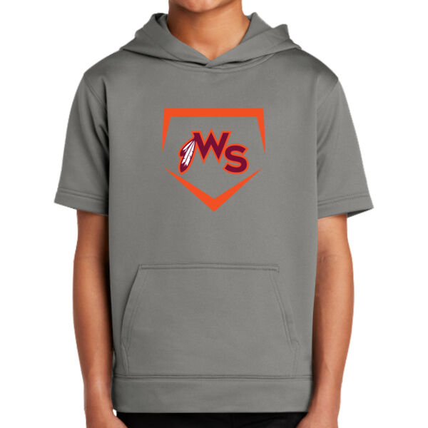 Warhawks Baseball Logo 3 - Youth Sport Wick ® Fleece Short Sleeve Hooded Pullover Thumbnail